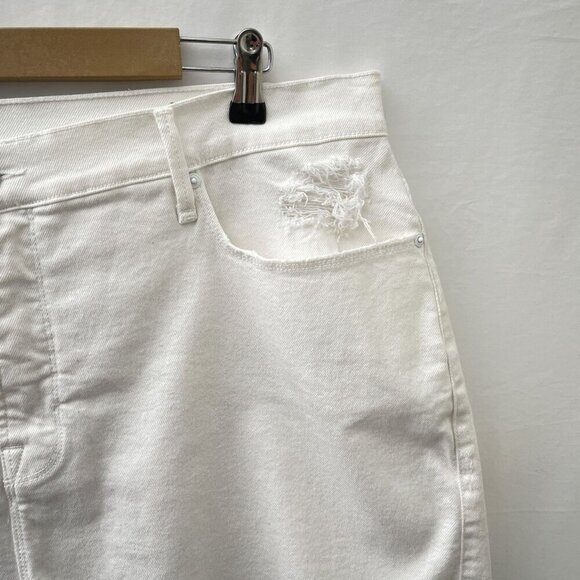 Good American Cut Off Distressed 90's White Denim Shorts Women's Plus 16 NWT - Picture 13 of 16
